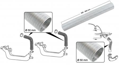Aluminium Air Chaud Conduits flexible résistant à la chaleur moteur voiture tuyau 50 mm x 1000 mm
